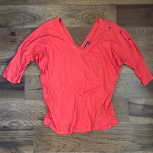 Double V neck burnt orange shirt